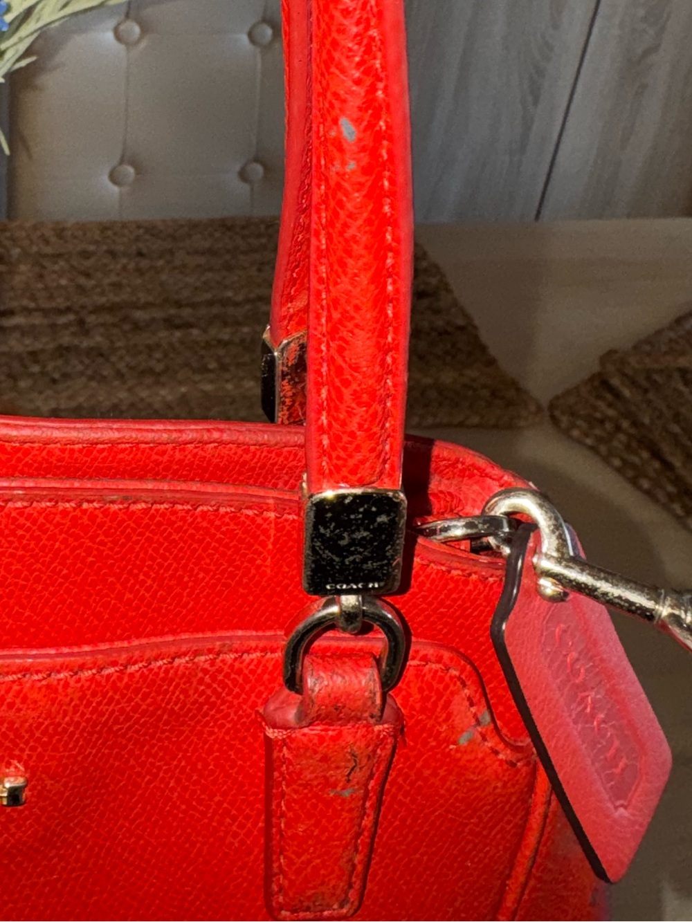Coach Minetta Leather Crossbody Satchel Tote Bag-HARD TO FIND Cardinal Red! - Picture 7 of 16